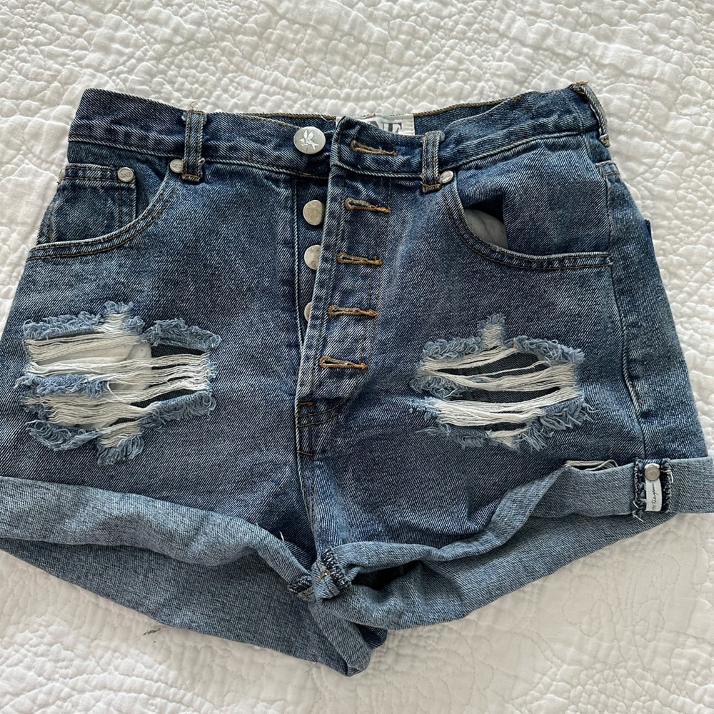 One teaspoon distressed high waist denim shorts